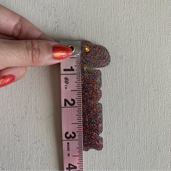 Disco Cowgirl Howdy Multicolor Glitter Charm Drop Festival Statement Earrings - Picture 5 of 6